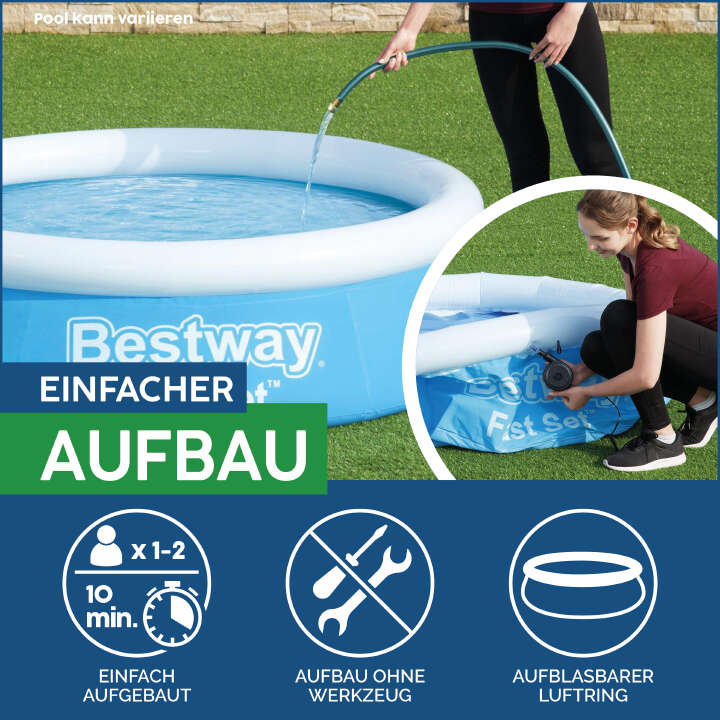 Bestway Fast Set™ Aufstellpool Set mit Filterpumpe rund 305 x 66 cm